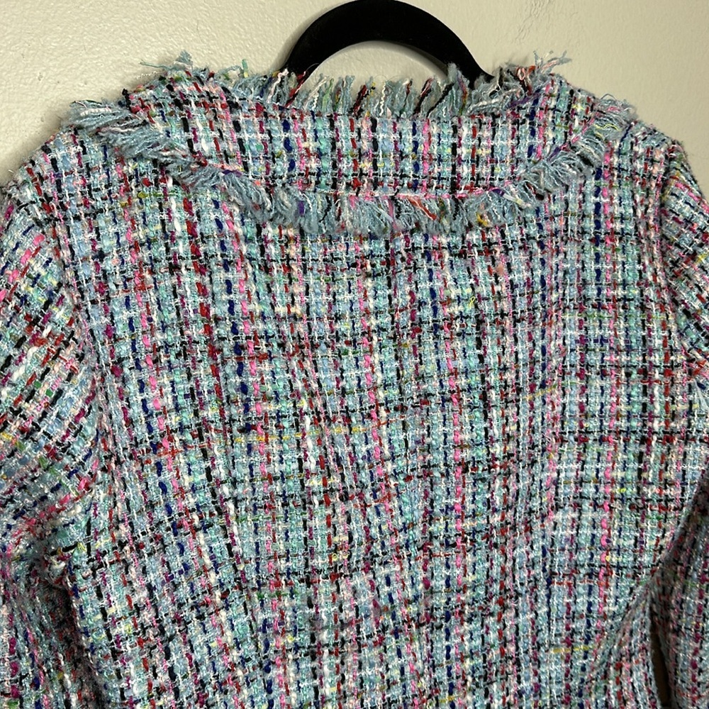 COPY - T6 Boston Proper Tweed Open Front Blazer Spring Colors Career size 6 - Picture 9 of 12